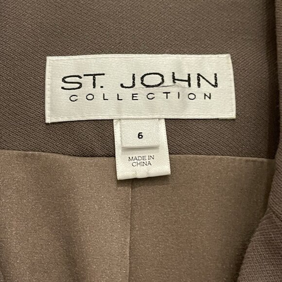 Vintage St. John Collection By Marie Gray Brown Santana Knit Blazer Jacket SZ 6 - Picture 7 of 13